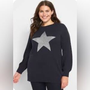 Lane Bryant Navy Sweater with Silver Star